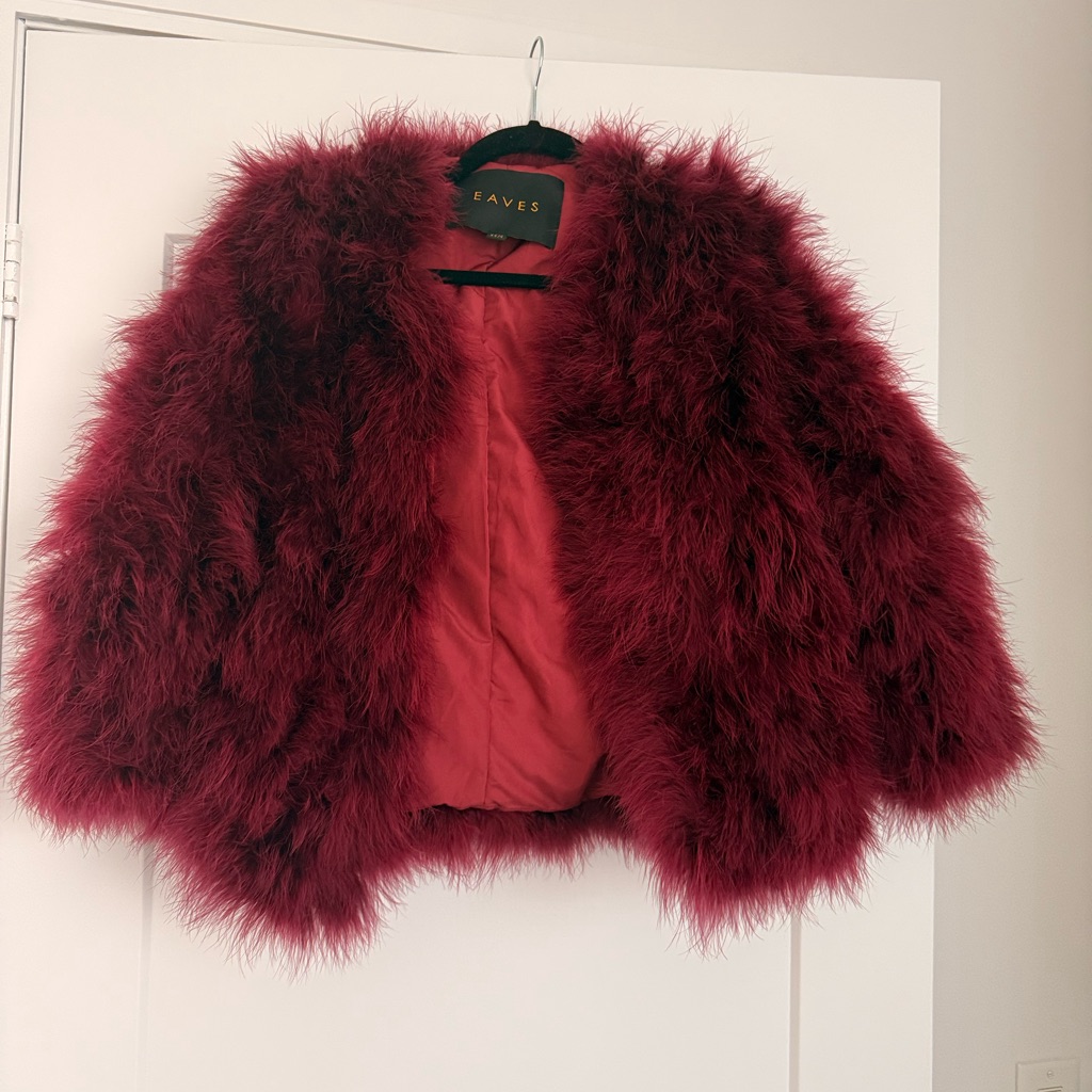 Eaves Vibrant Red Ostrich Fur Jacket